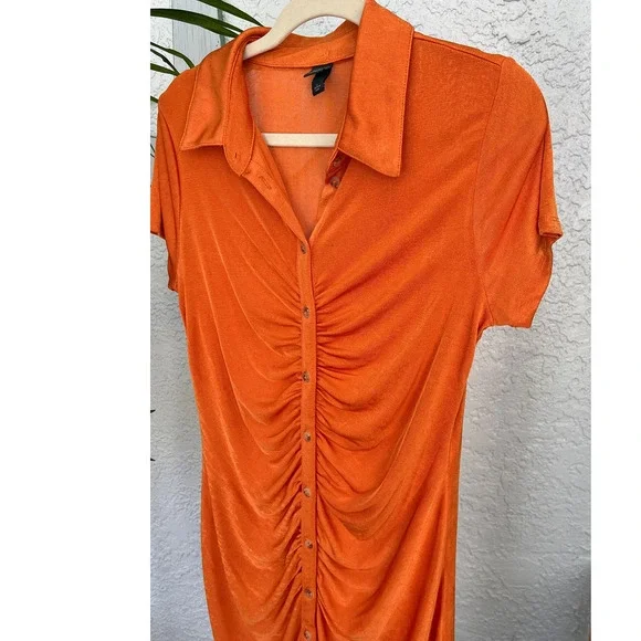 Wild Fable Burnt Orange Silky Flowing Dress Large Sz - Picture 7 of 11